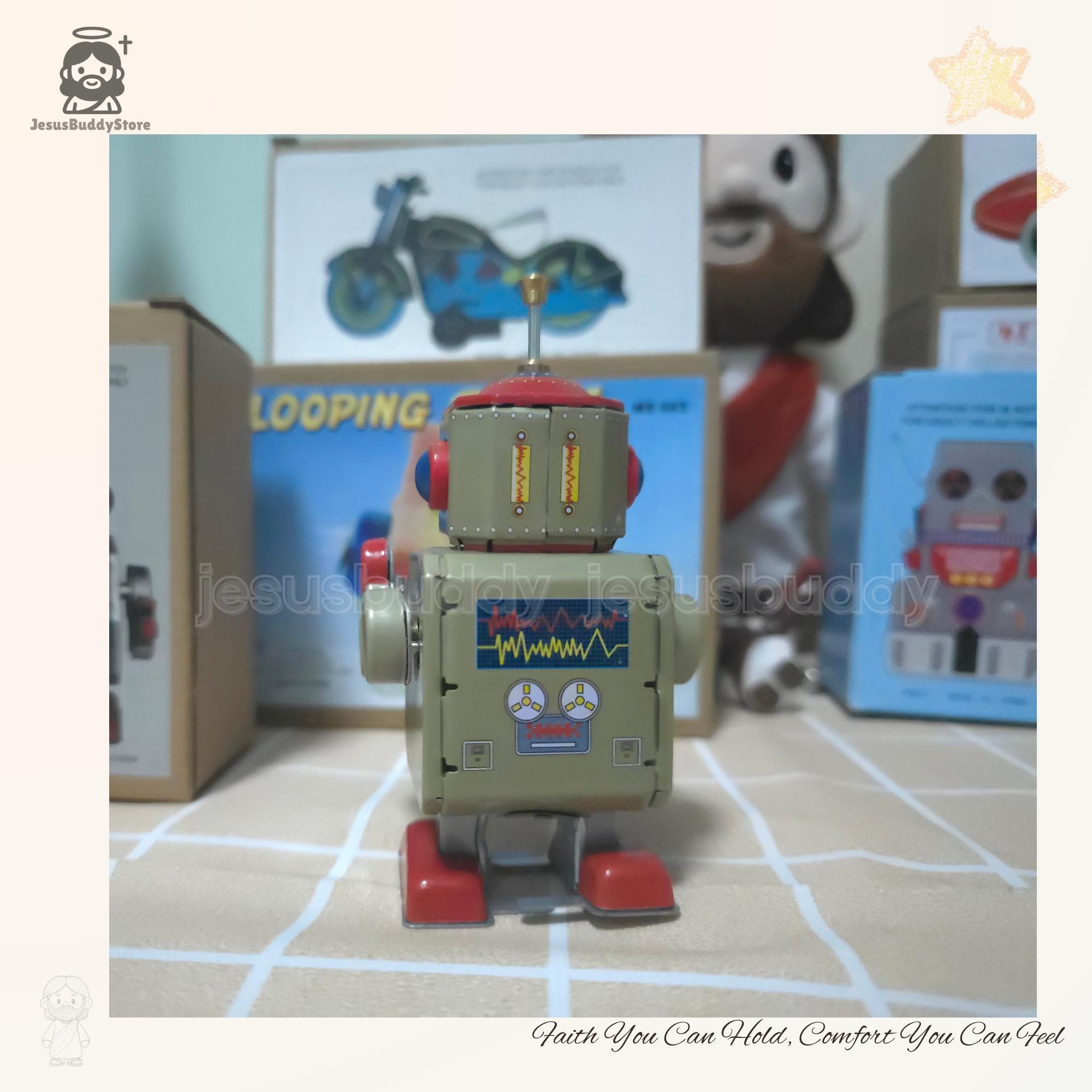 ど*ど様 ヴィンテージ ブリキ製 ロボット ゼンマイ式 ヴィンテージのゼンマイ式ブリキ製ロボット – デスクディスプレイや