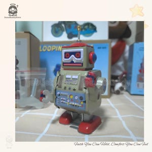 Vintage Blech-Roboter - Retro Sammler Spielzeug für Schreibtisch Display & Geschenk