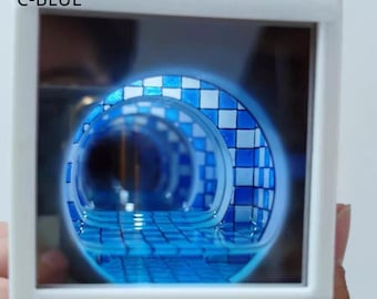 Poolcore Liminal Space Mini Diorama LED Light Box, Infinity Mirror Desk Decor, Storage Cube