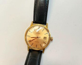 1970s Vintage Omega Geneve Automatic Date Watch Swiss Mechanical Wristwatch