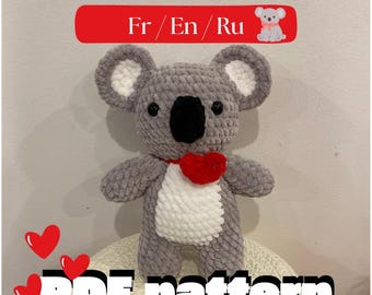 PDF crochet pattern – Koala | kawaii romantic amigurumi | fr/en/ru
