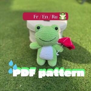 PDF Crochet Pattern – Frog with its umbrella | Kawaii Amigurumi | fr/en/ru
