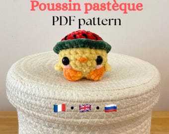 PDF (fr/en/ru) -- crochet watermelon chick pattern | crochet pattern watermelon chick | screw thread