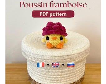 PDF (fr/en/ru) -- raspberry chick crochet pattern | crochet pattern raspberry chick | схема вязания крючком цыплёнок little