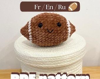 PDF crochet pattern - Rugby Ball | kawaii sport amigurumi | fr/en/ru