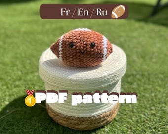 Crochet Rugby Ball Pattern | Rugby Amigurumi PDF | Kawaii Sports Crochet | English French Russian