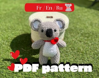 PDF crochet pattern – Koala | kawaii romantic amigurumi | fr/en/ru