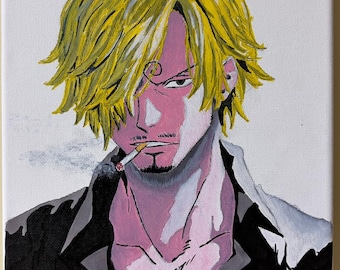 Quadro dipinto a mano Sanji | Anime wall art | Fanart One Piece | Acrilico su tela | Idea regalo otaku