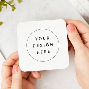Square coaster mockup. Gift for teachers and student mock ups. Stationary, teacher gift mock.