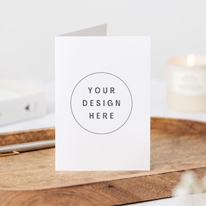 Minimalist greeting card mockup. Birthday card mockup. Cards mockup. Wedding stationary mockup. Product Mockup. Blank Card Mockup.