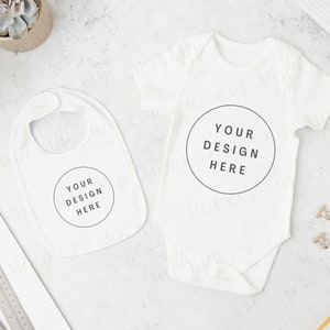 Baby clothes mockup with desk set up. Teacher gift. Teachers pet. White babygrow onesie mockup. Romper mock up. Mom and me. Jpeg only.