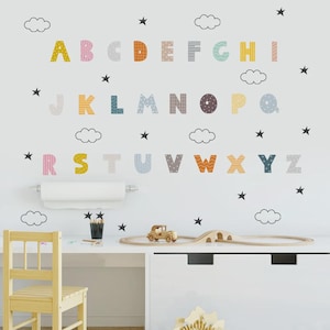 Cartoon Cute 26 Letters Wall Sticker Interior Stickers Nursery Vinyl Children&#39;S Art Decals for Baby Kids Room Home Decoration