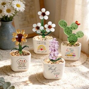 先生への感謝の贈り物、名前入りのガラス製植木鉢、「成長させてくれてありがとう」、先生への感謝の贈り物、年末の贈り物