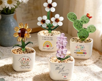 Bedankt cadeaus voor leraar, glazen bloempot met aangepaste naam, bedankt dat je me hebt geholpen met groeien, cadeau leraar waardering, eindejaarscadeau