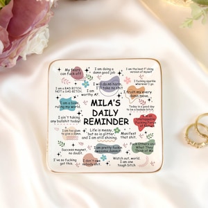 Personalisierte My Swear Affirmations Ringschale, Inspirational Zitat Schmucktablett, lustige Geschenke für Freunde Besties, Custom Name Schmuckschale