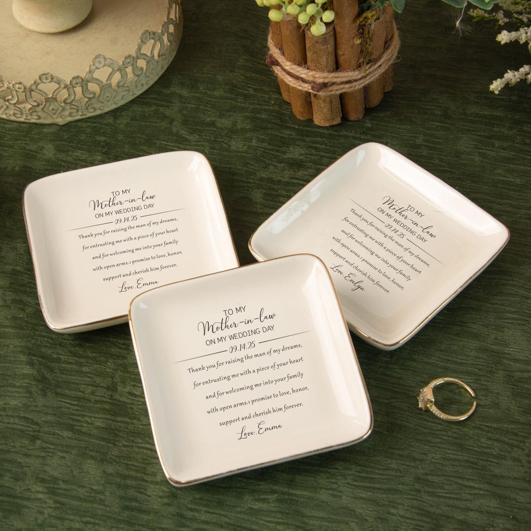 Personalized Ceramic Wedding Ring Dish, Mother of the Groom Gift - Etsy