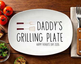 Plato para asar de papá, regalo del Día del Padre de parte de los niños, bandeja personalizada para servir, regalo de plato para asar personalizado con los nombres de los niños, regalo para barbacoa