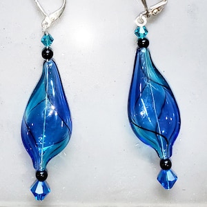 Hand blown glass teardrop earrings