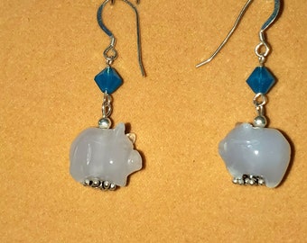 Lampwork glass pig earrings