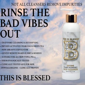 DIVINE™ Plant-Powered Face Cleanser | 6oz Vegan Gentle Detox | Hydrating Charcoal + Aloe + Vitamin C | Blessed, Not Basic™