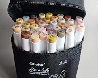 Ohuhu Honolulu Alcohol Marker: Skin Tone Colors, Brush & Chisel Tip
