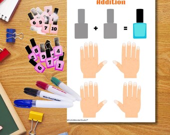 Nail Polish Addition Game - Fun Educational Math Printable for Kids