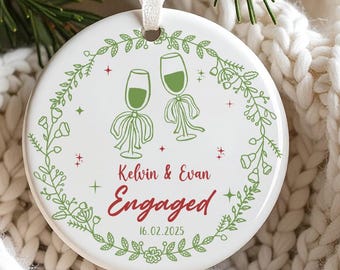 Personalized Engagement Ornament 2026 Engaged Valentine Gift, Custom Engaged Gift for Engaged Couple Valentine's Gift Keepsake, Couple Gift