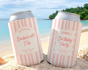 Enfriador de latas personalizado para despedida de soltera en la playa, portavasos personalizado, enfriadores de latas con temática costera, brindis en la costa, recuerdos para fiestas de cumpleaños.