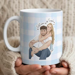Taza de cerámica personalizada con foto de acuarela, taza de café con retrato de pareja, regalo de aniversario, recuerdo de pareja, regalo de San Valentín 2026