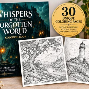 Susurros del Mundo Olvidado: Libro para colorear físico – Paisajes fantásticos y escenas místicas