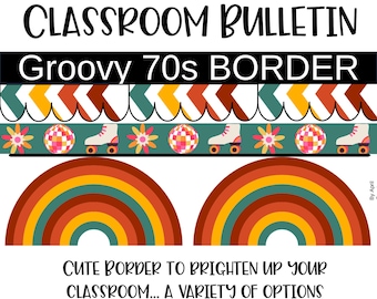 Retro 70s Bulletin Board Border Bundle | Printable Classroom Decor | Disco, Daisies & Groovy Vibes | Digital Download