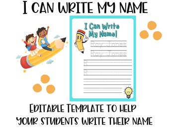 Editable Name Tracing Template for Canva | Personalized Handwriting Practice for Preschool, Kindergarten & Homeschool
