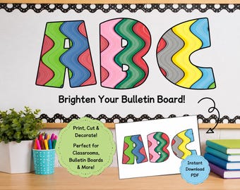 Colorful Printable Bulletin Board Letters – Instant Download PDF