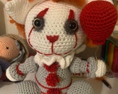 Crochet creepy cat clown