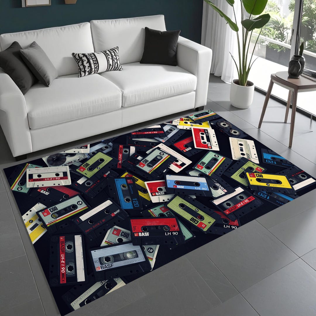 Retro Cassette Tape Rug: 80s Music Lover Print - Etsy