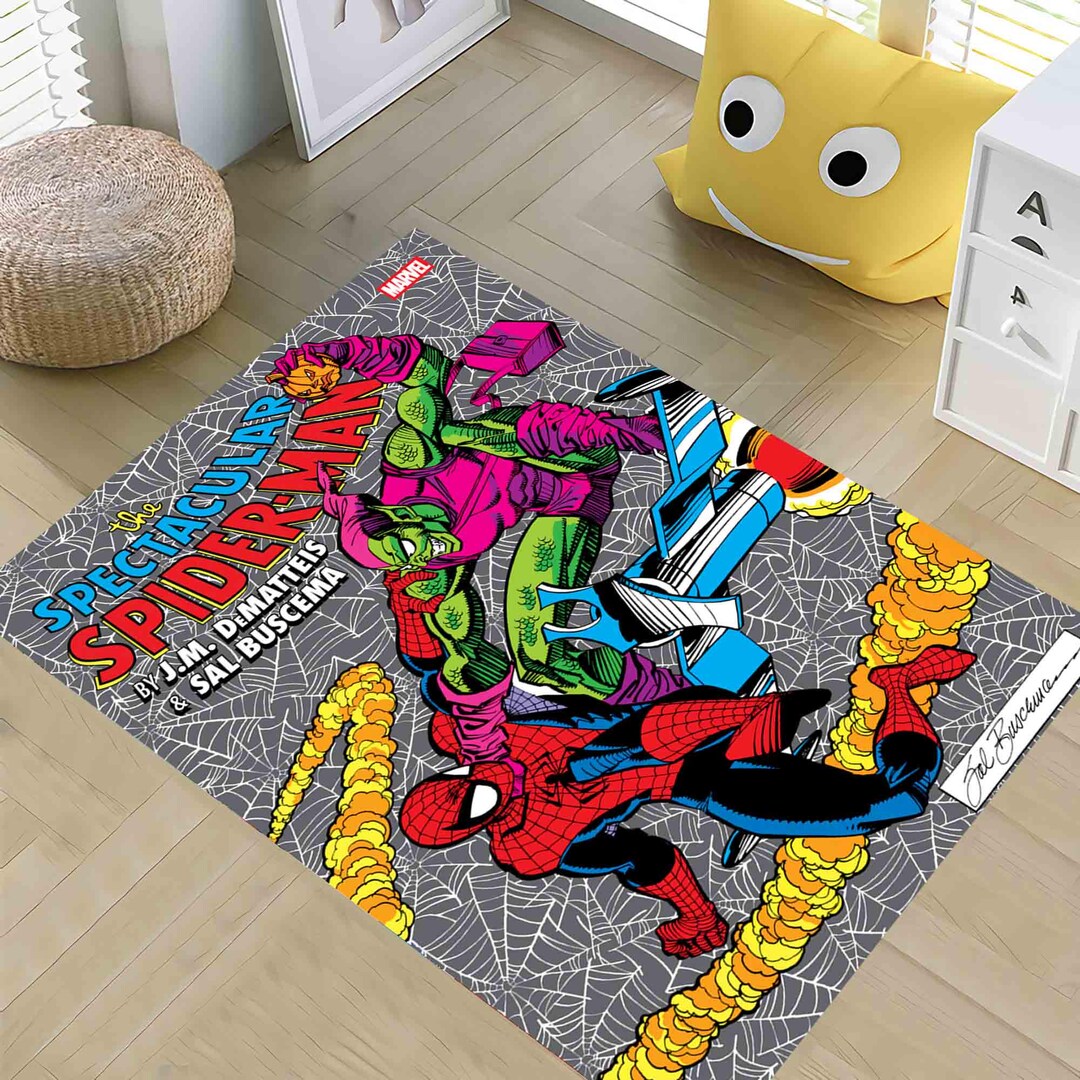 Spider Man Vs Green Goblin, Spiderman Rug, Retro Spider Man Comics ...