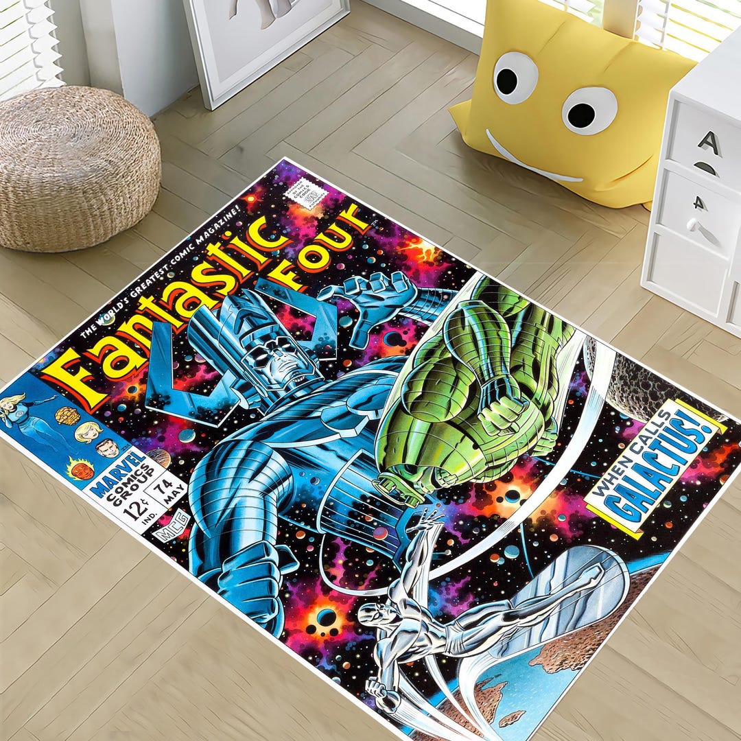 Fantastic Four Comics, Silver Surfer Rug, Comic Cover Decor, Comic ...