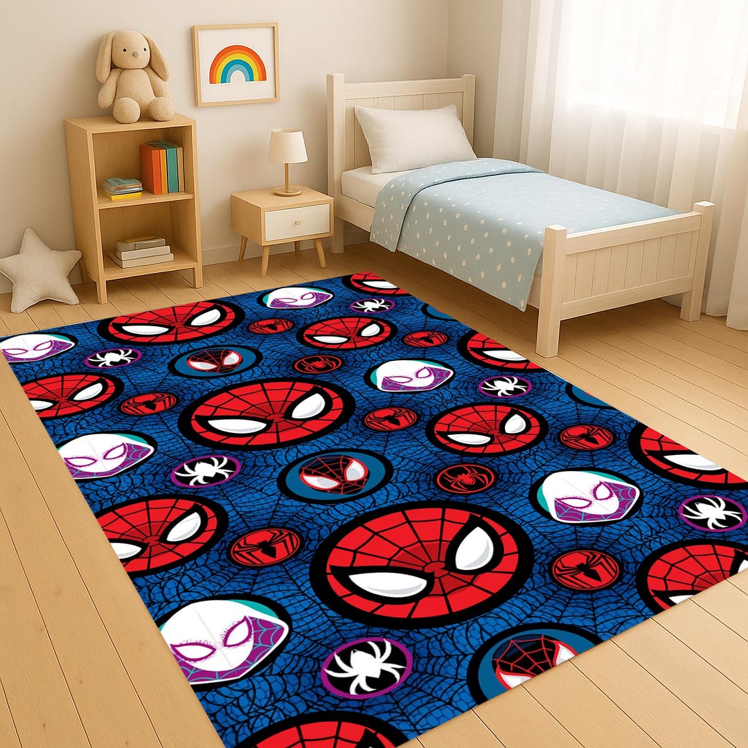 Buy Spidey and Friends Spider Web Rug: Kids Room Decor, Super Hero ...