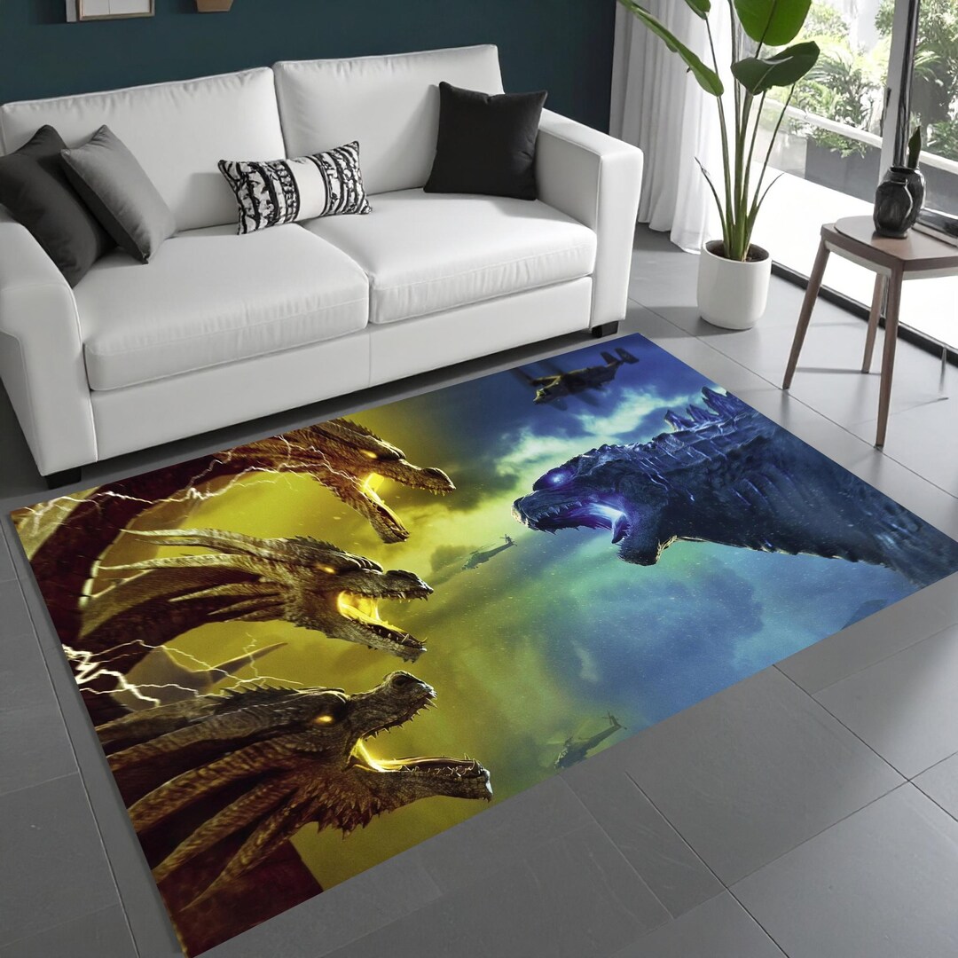 Godzilla Rug: Giant Monster Movie Print - Hype Beast Decor - Etsy