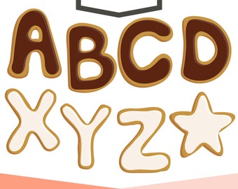 Cookie alphabet, cookie alpha clip art images, commercial use- Instant Download