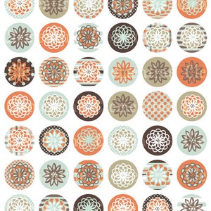 Imágenes de tapas de botellas de flores, imágenes de tapas de botellas, círculos de una pulgada, hoja de collage digital libre de regalías- Descarga instantánea