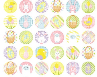 Easter bottle cap images, bottlecap images, one inch circles, royalty-free, digital collage sheet-bc120- Instant Download