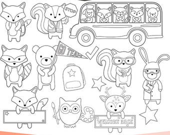 Woodland animals digital stamps, woodland clipart - Instant Download