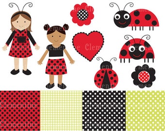 Ladybug clip art images,  ladybug clipart, ladybug vector, royalty free clip art- Instant Download