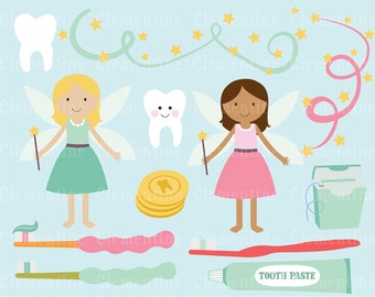 Tooth fairy clip art images,  dental clipart, tooth vector, royalty free clip art- Instant Download