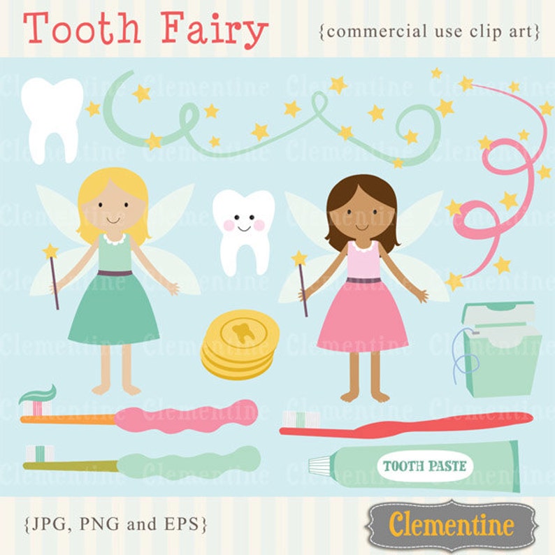 Tooth fairy clip art images, dental clipart, tooth vector, royalty free clip art Instant Download image 1
