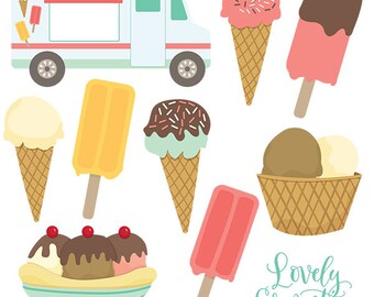 Ice Cream obrazy clipart, lody clipart, lody wektor, Royalty Free clip art-Instant Download