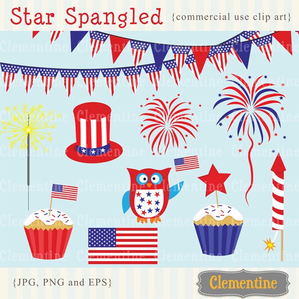 4th of July clip art, Independence Day clip art images, Royalty free clip art- Instant Download