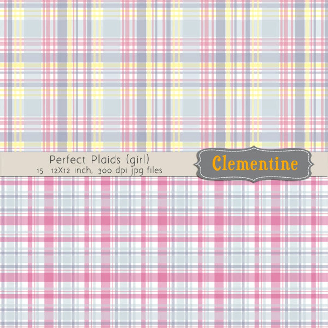Printable Plaid Scrapbook Paper 12x12, Digital Scrapbooking Paper