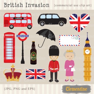 Clipart de Londres, clipart de Londres, imagens de clipart de coroa, clipart britânico para uso comercial - Download instantâneo